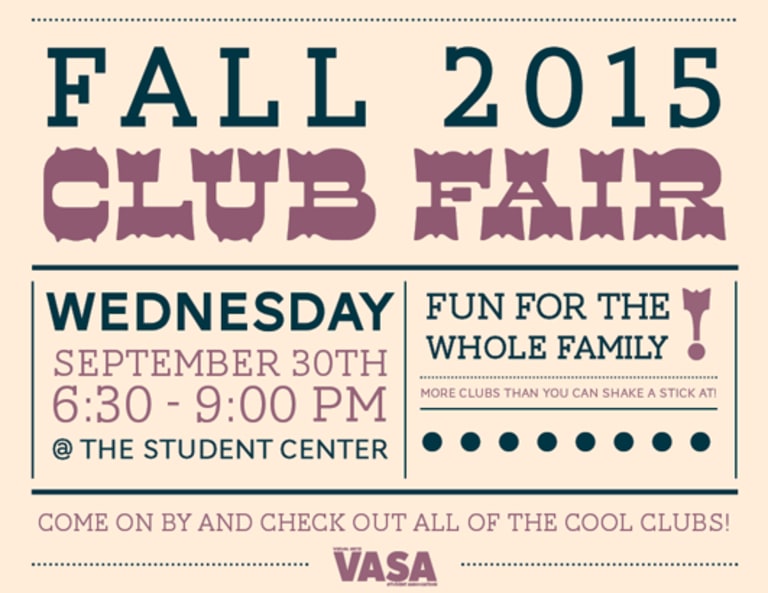 Ad for VASA Fall Club Fair 2015