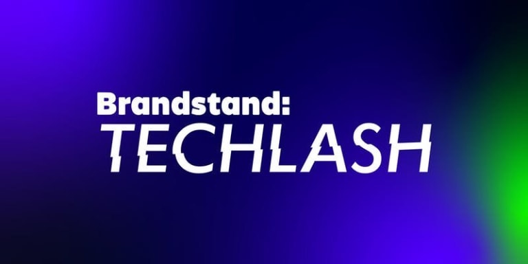 "Brandstand Techlash" on an abstract background