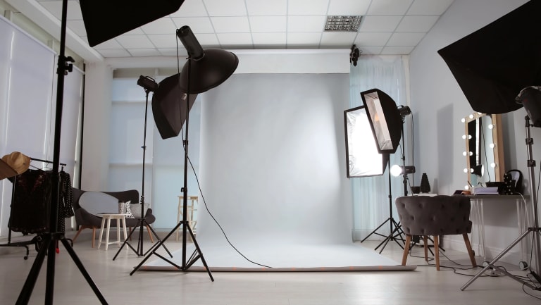 Photography studio lighting setup