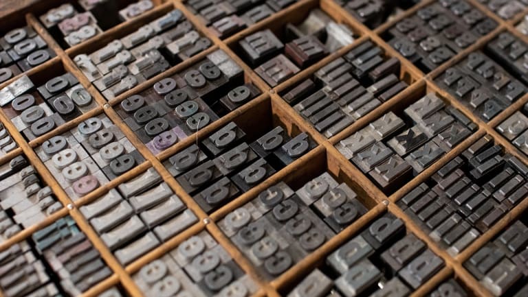 Letterpress metal type blocks