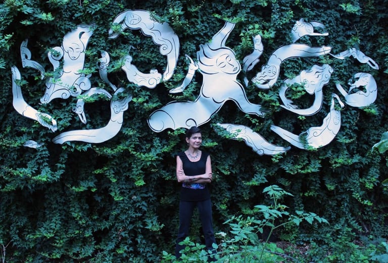 "Women of the Forest" Site-specific installation, mixed media integrated with English Ivy. Commissioned by New York Restoration Project, NYC.