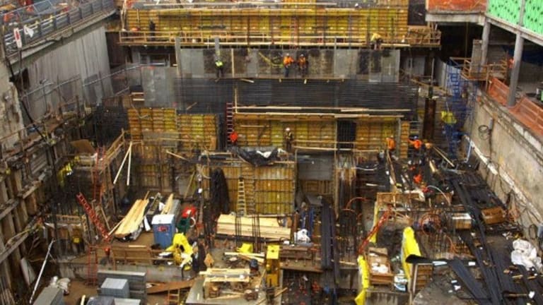 A typical construction site with workers.