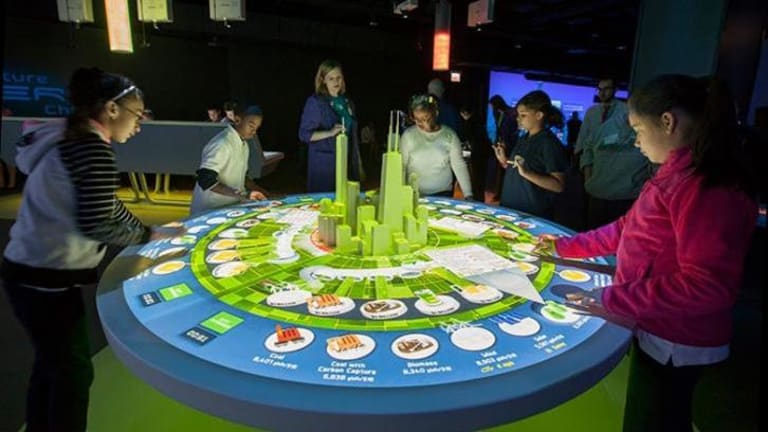 Children exploring an interactive three-dimensional world.