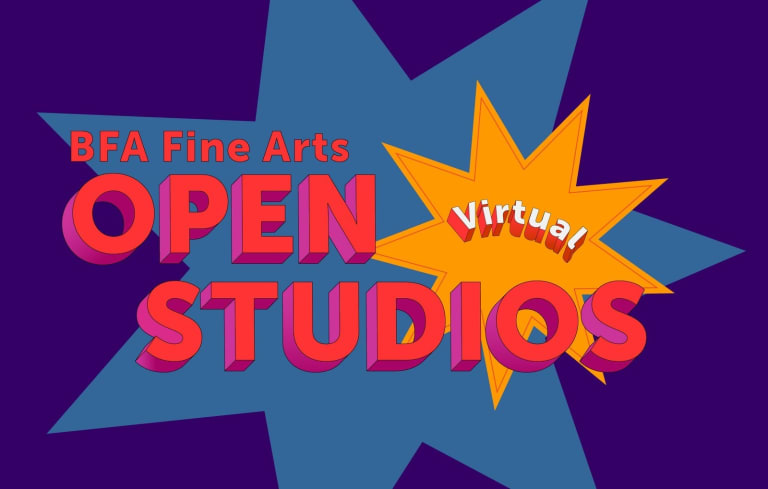 BFA Fine Arts open studios graphic featuring event details