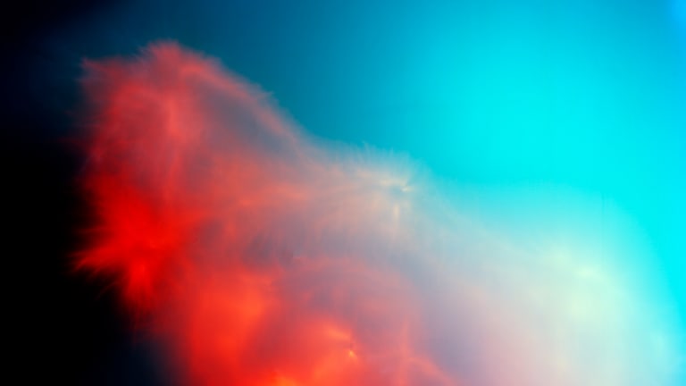 Abstract photograph with reds and blues. 