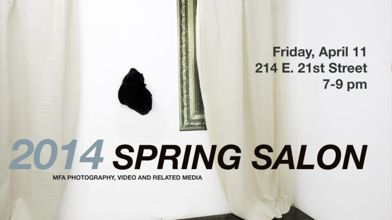Advertisement for an art show on Friday April 11, 2014, involving MFA photography, video and related media.