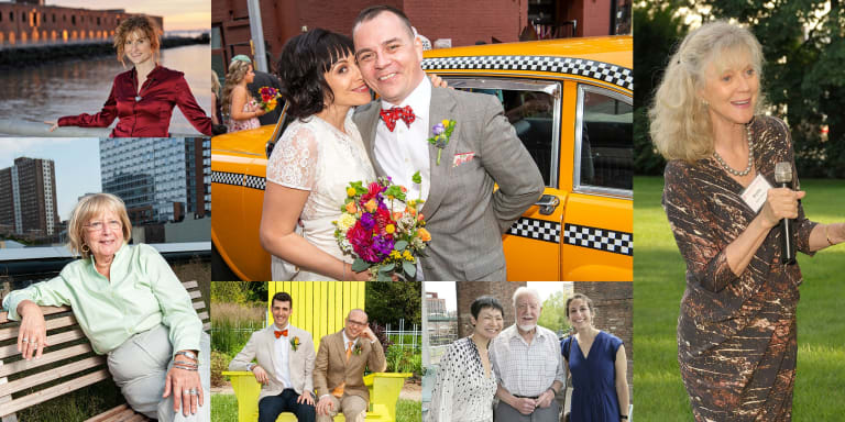 collage of various people posing in outdoor spaces