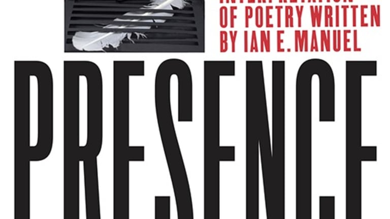 The words are talking about a poetry book called 'Presence'.