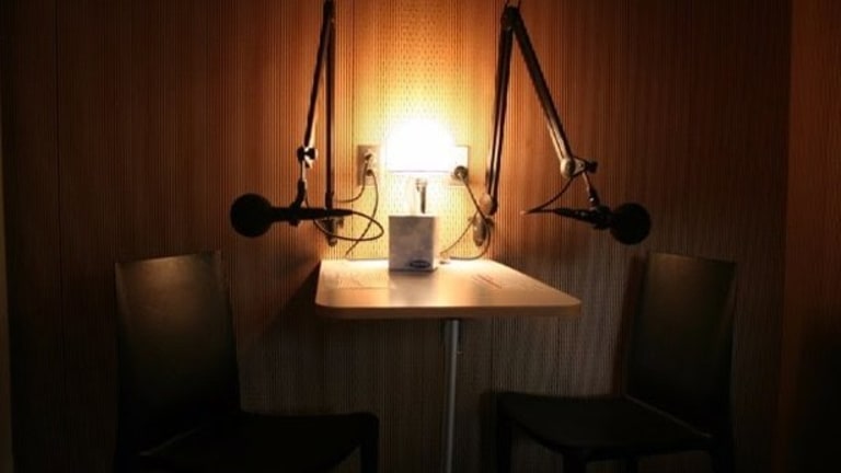 Interview room with one light in the middle