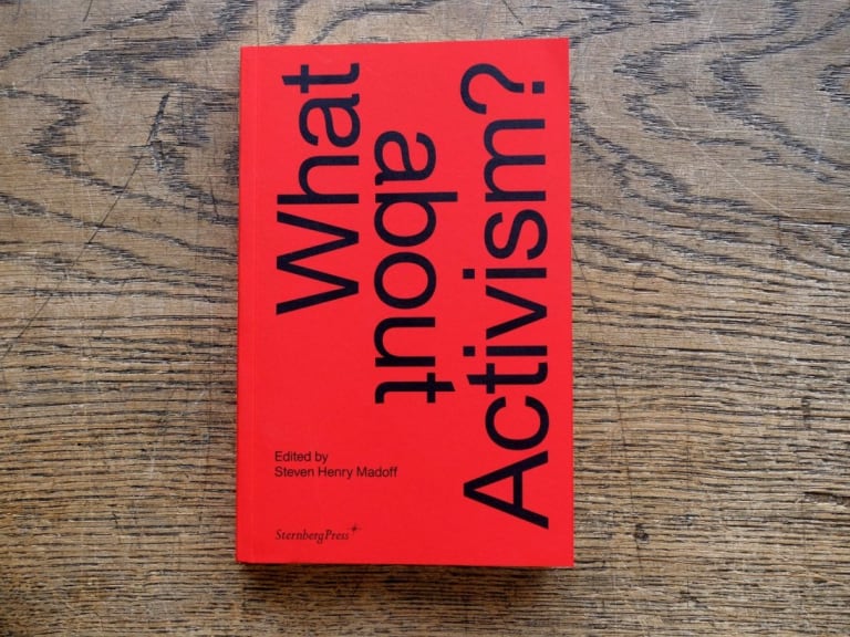 cover of a book, red with black text reading "What about Activism"