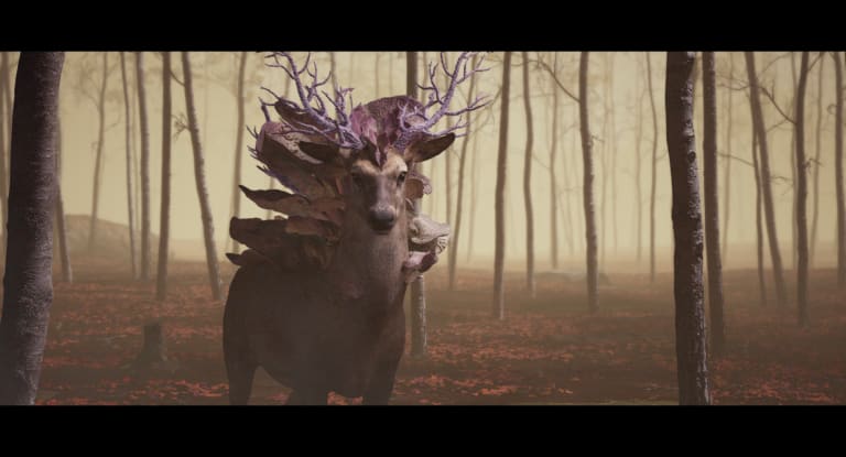 Still of a CG deer from heaven is real music video