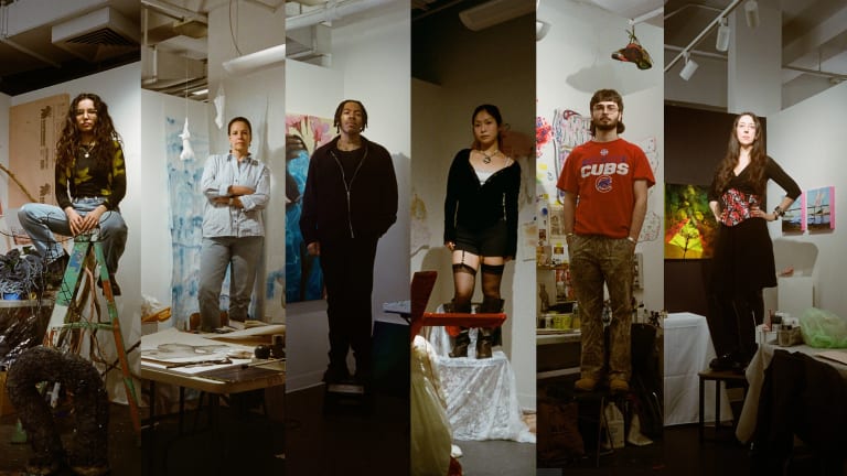 Portraits of MFA Fine Arts Students in their Studios.