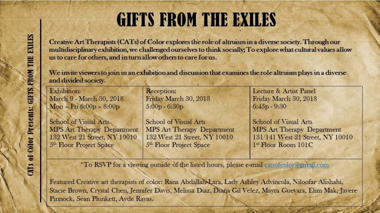 Creative Art Therapists Gifts From The Exiles art display advertisement