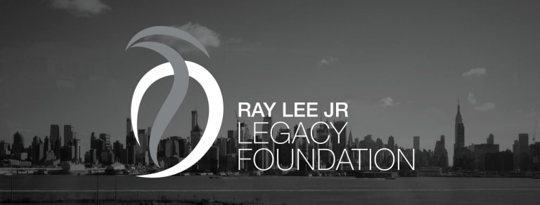 Ray Lee Jr. Legacy Foundation text with a cityscape behind.