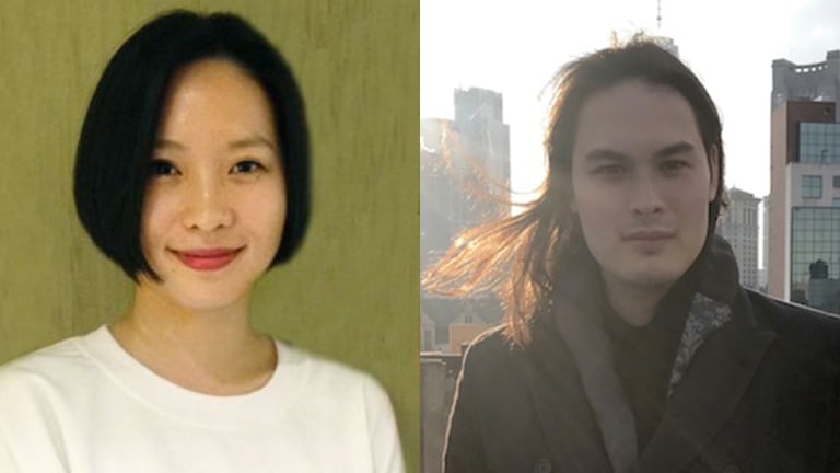 Side-by-side portraits of Freya Chou and Alexander Lau
