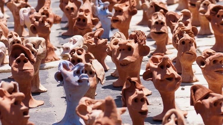 ceramic sculptures of heads