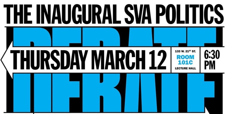 The Inaugural SVA Politics Debate event poster