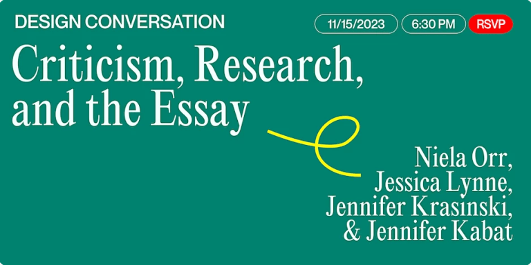 A green slide with the words "Criticism, research and the essay in white text" along with the names "Niela Orr, Jessica Lynne, Jennifer Krasinski, & Jennifer Kabat"