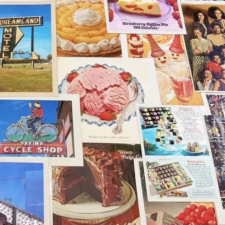 A photography of a picture collection display that was posted during SVA Orientation at the SVA library,