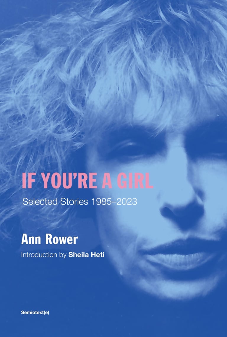 book cover with the title and author name presented over a blue-tinted photo of writer Ann Rower 