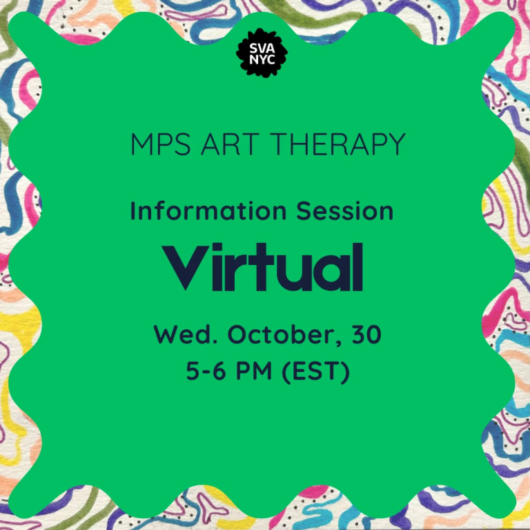 Text on top of a green background, that reads "MPS ART THERAPY VIRTUAL INFORMATION SESSIONS"