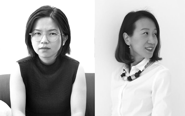 Side by side photo-portraits of Jianru Wu Nikita Yingqian Cai (left to right)