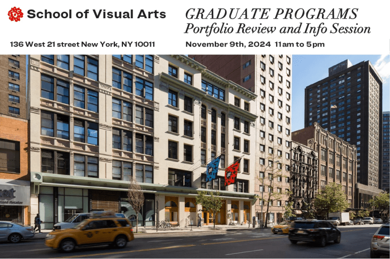 Flyer with photo of SVA building with event information