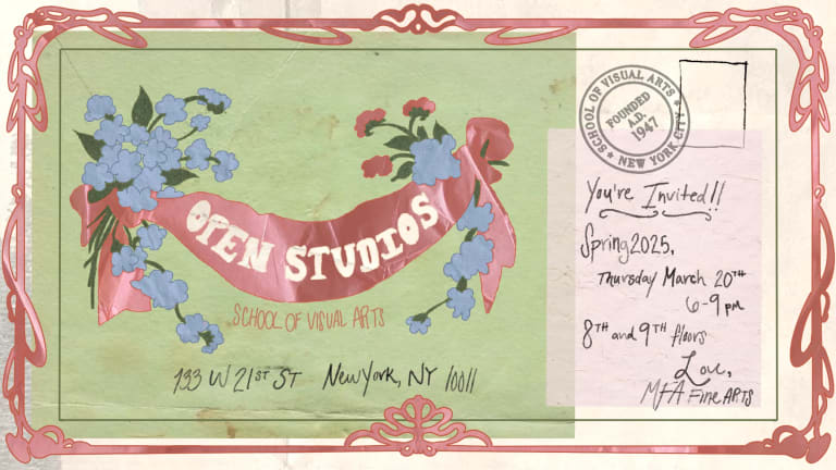 open studios poster in the style of a letter envelope