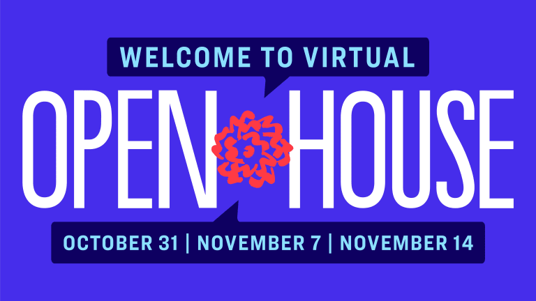 A graphic for SVA's virtual undergraduate open house with event dates