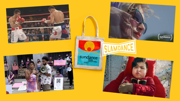 An image compiling four film stills and branding for the Sundance and Slamdance film festivals.