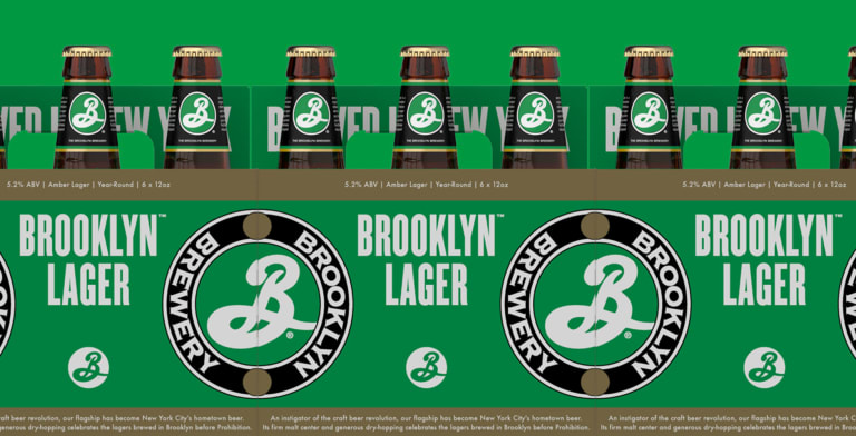 A design of three beer glass sets of Brooklyn Lager.