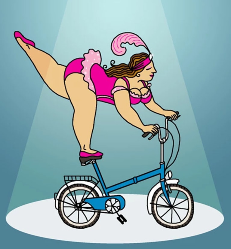 a woman on a bike