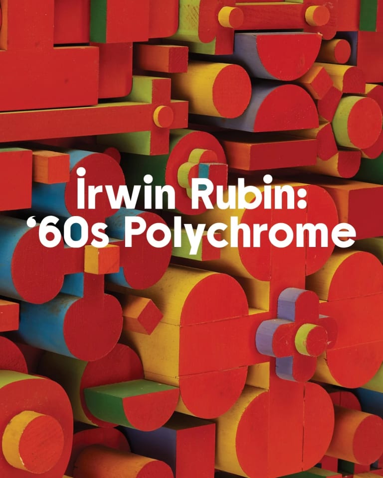 postcard images of irwin rubin artworks with name of exhibition 