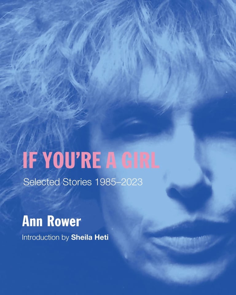 book cover with the title and author name presented over a blue-tinted photo of writer Ann Rower 