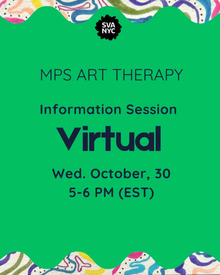 Text on top of a green background, that reads "MPS ART THERAPY VIRTUAL INFORMATION SESSIONS"