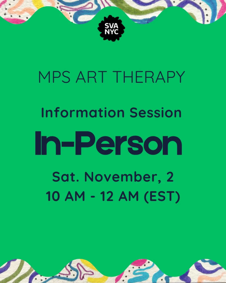 Text over a green background that reads "MPS ART THERAPY IN-PERSON INFORMATION SESSION"