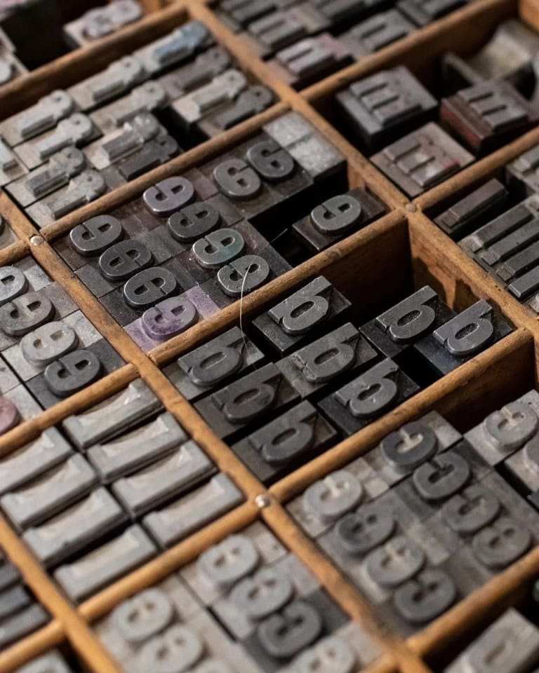 Letterpress metal type blocks