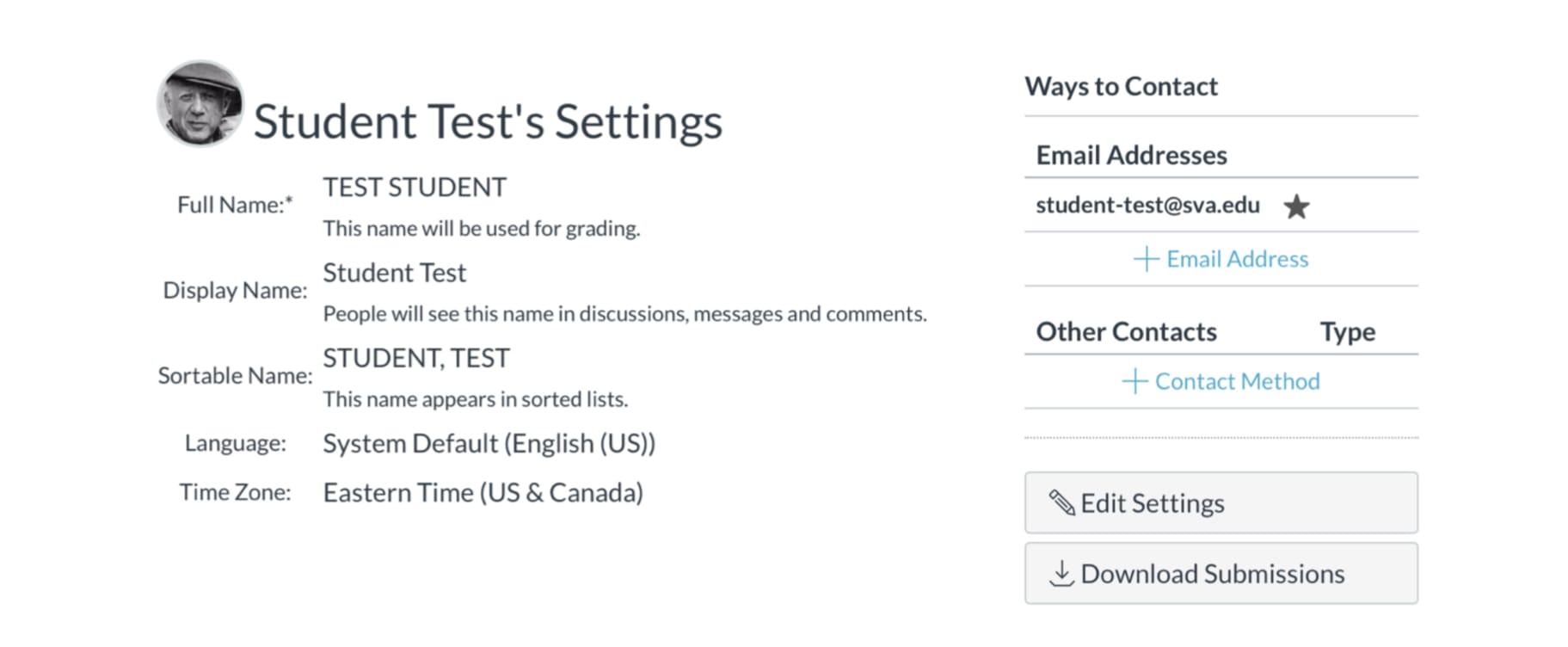 Directions for creating a Canvas profile.