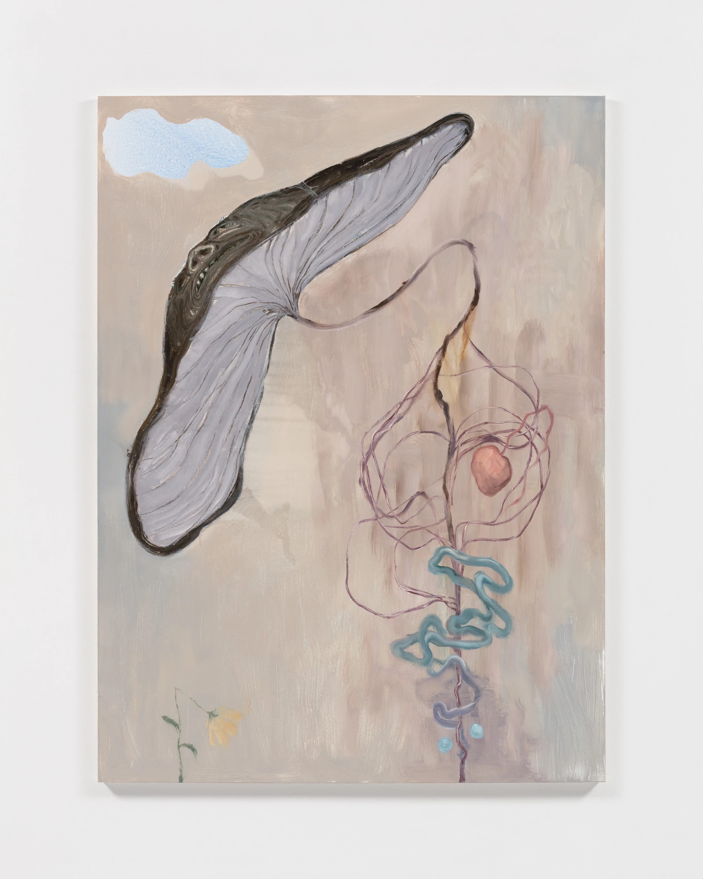 Painting of a mushroom with a face.