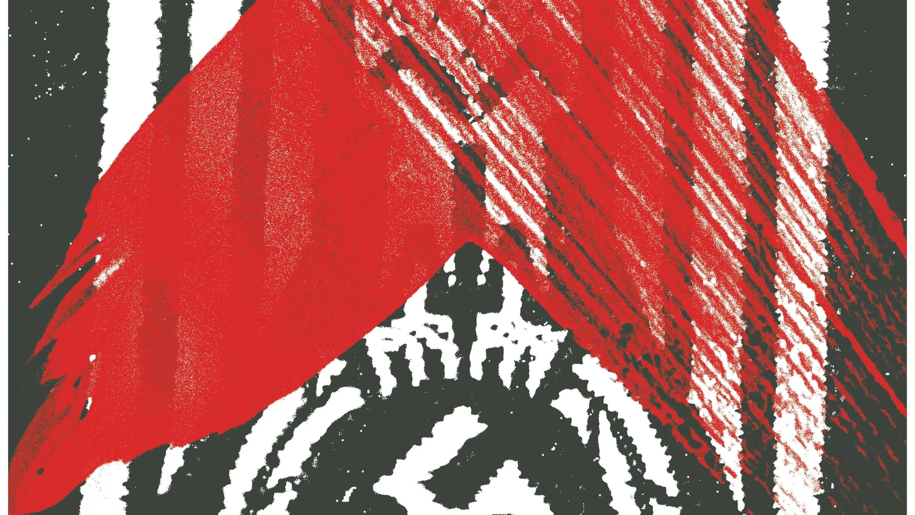 Poster for event, red paint crossing off a Nazi eagle symbol