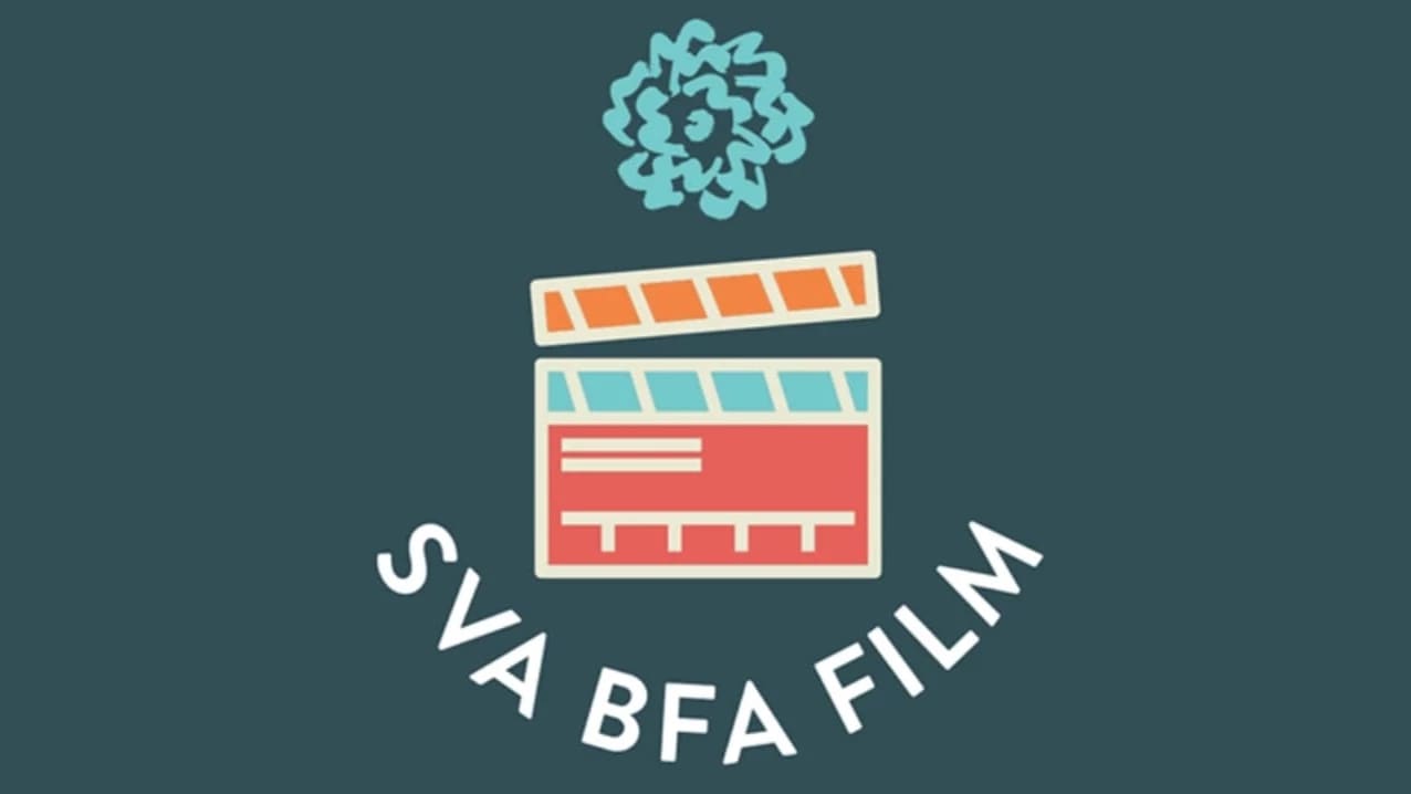 Logo for the BFA Film Department shows flower logo above film slate with text "SVA BFA FILM" underneath.