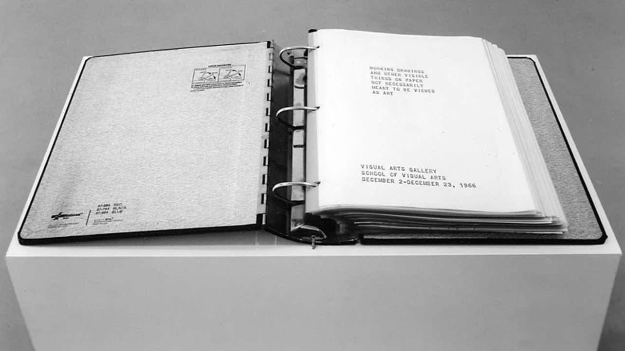Archival black and white image of an exhibition catalog