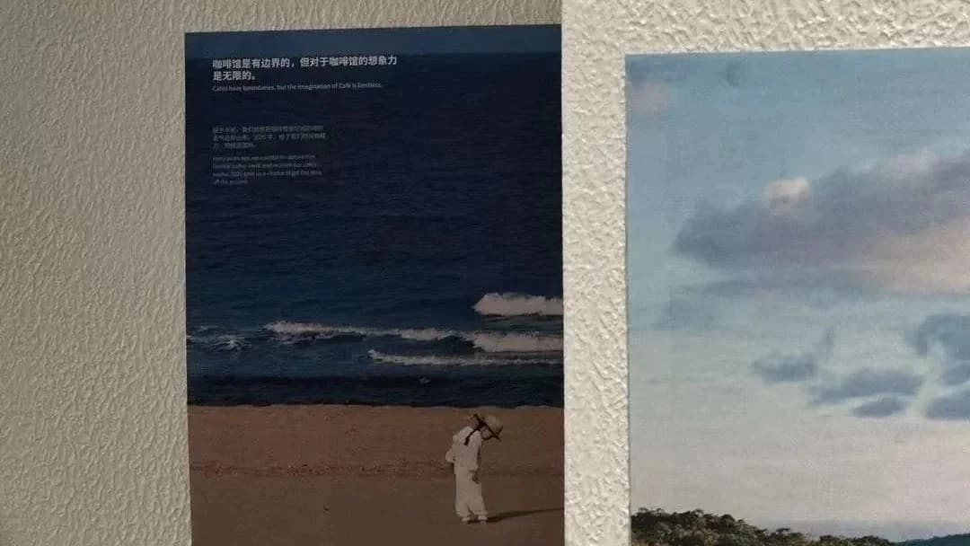 Two posters next to each other on white walls. The texture on the wall is visible.