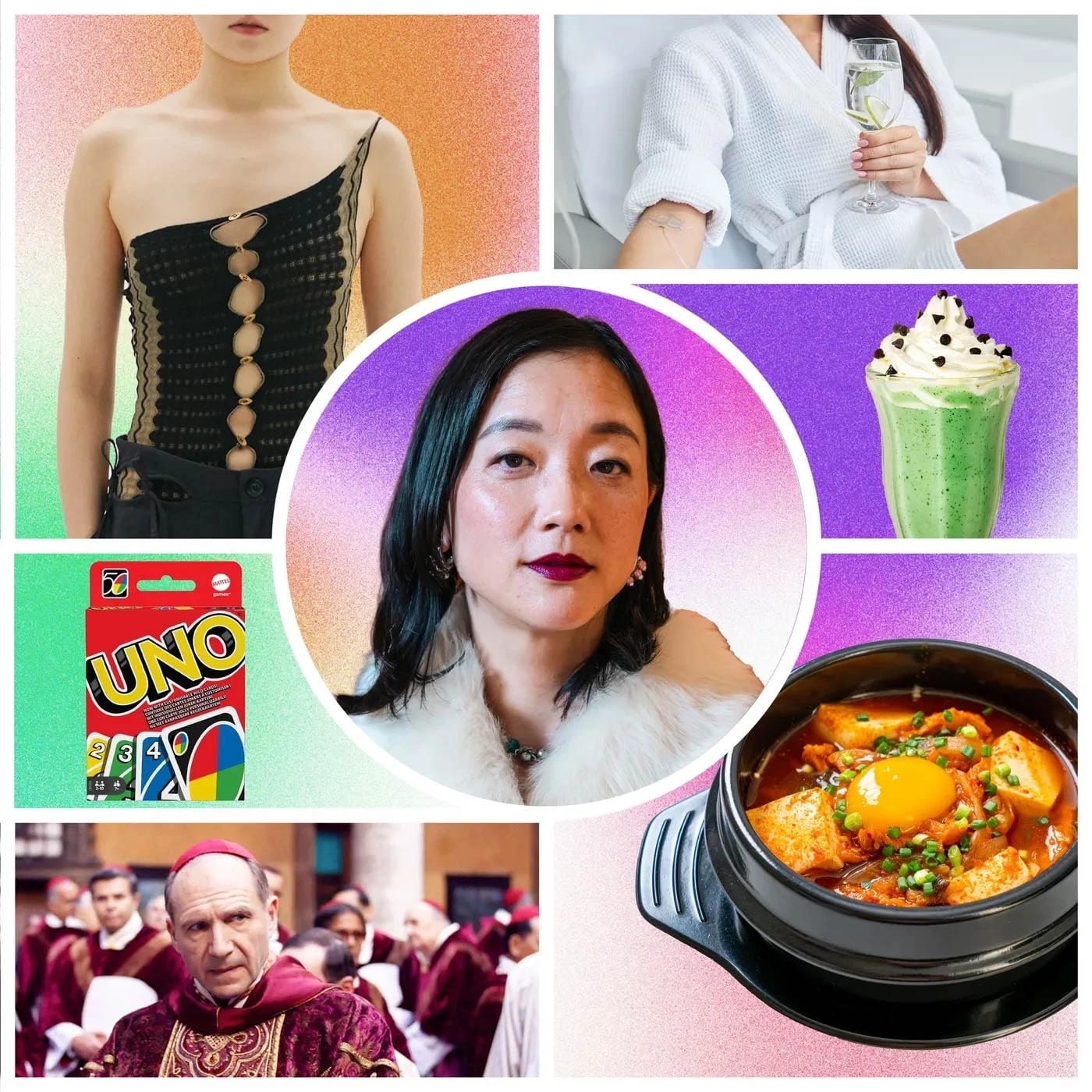 Vibrant collage depicting the beauty and diversity of Asian women in different attire, expressions, and backgrounds.