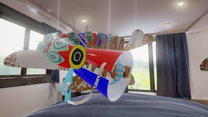 A virtual rendering of a child's portrayal of a creature.
