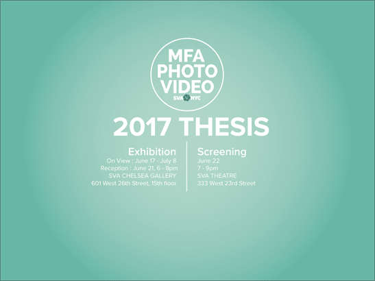 MFA Photo Video 2017 Thesis welcome page.