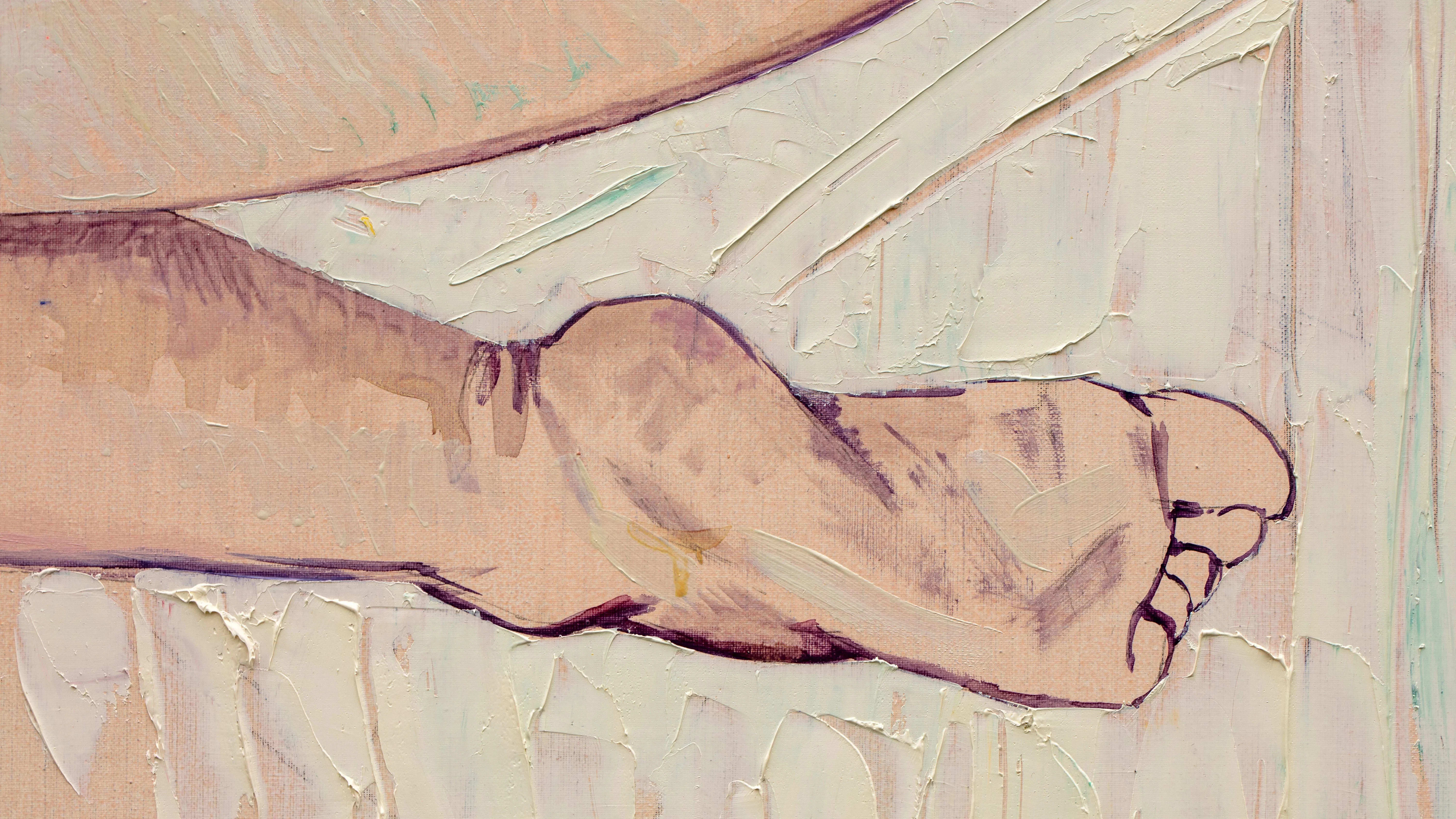 Oil painting of foot