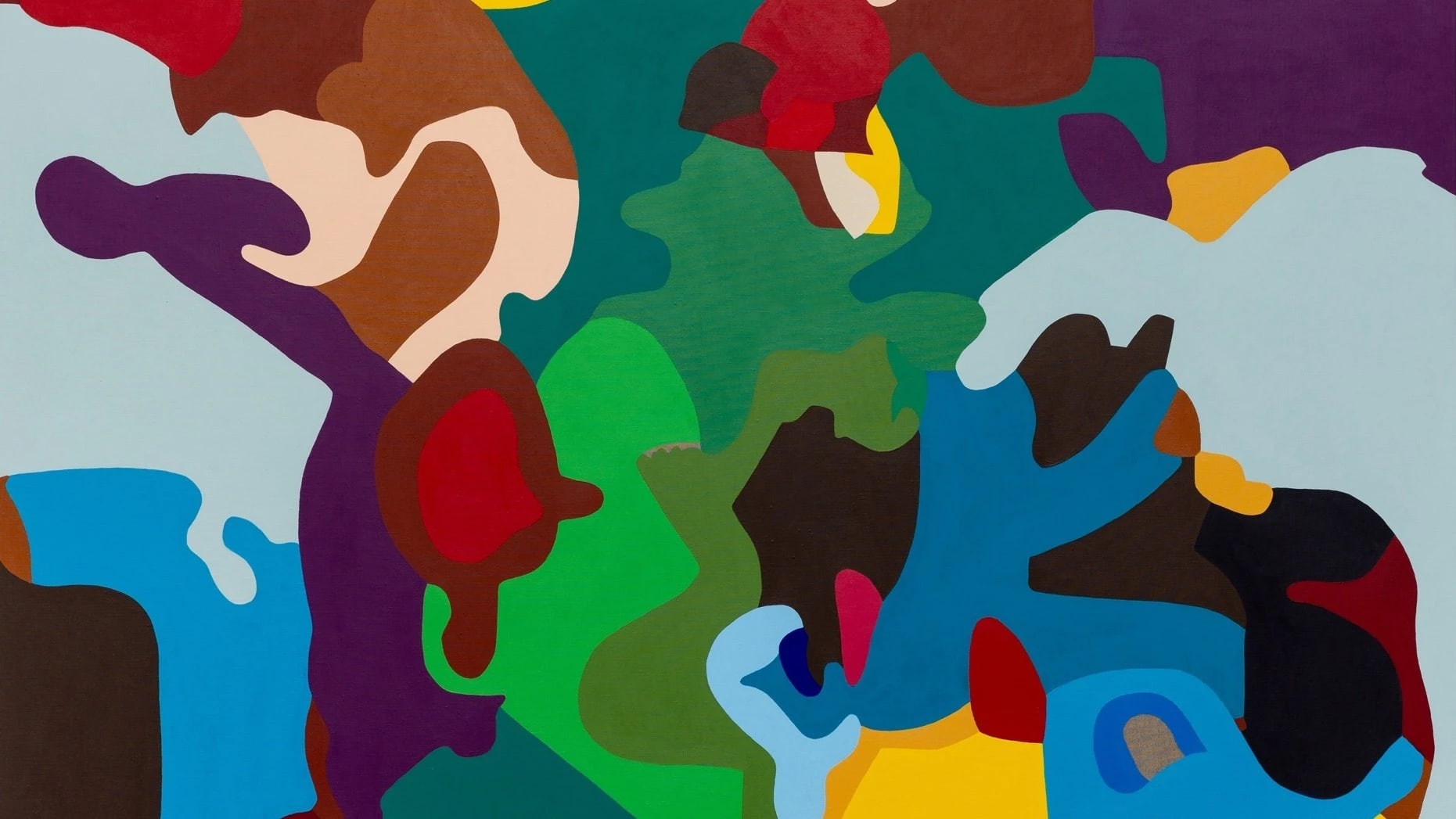   Detail from Candida Alvarez's painting cbob 1, 2024. Acrylic on linen, 60 ⅛ × 80 ¼ inches.