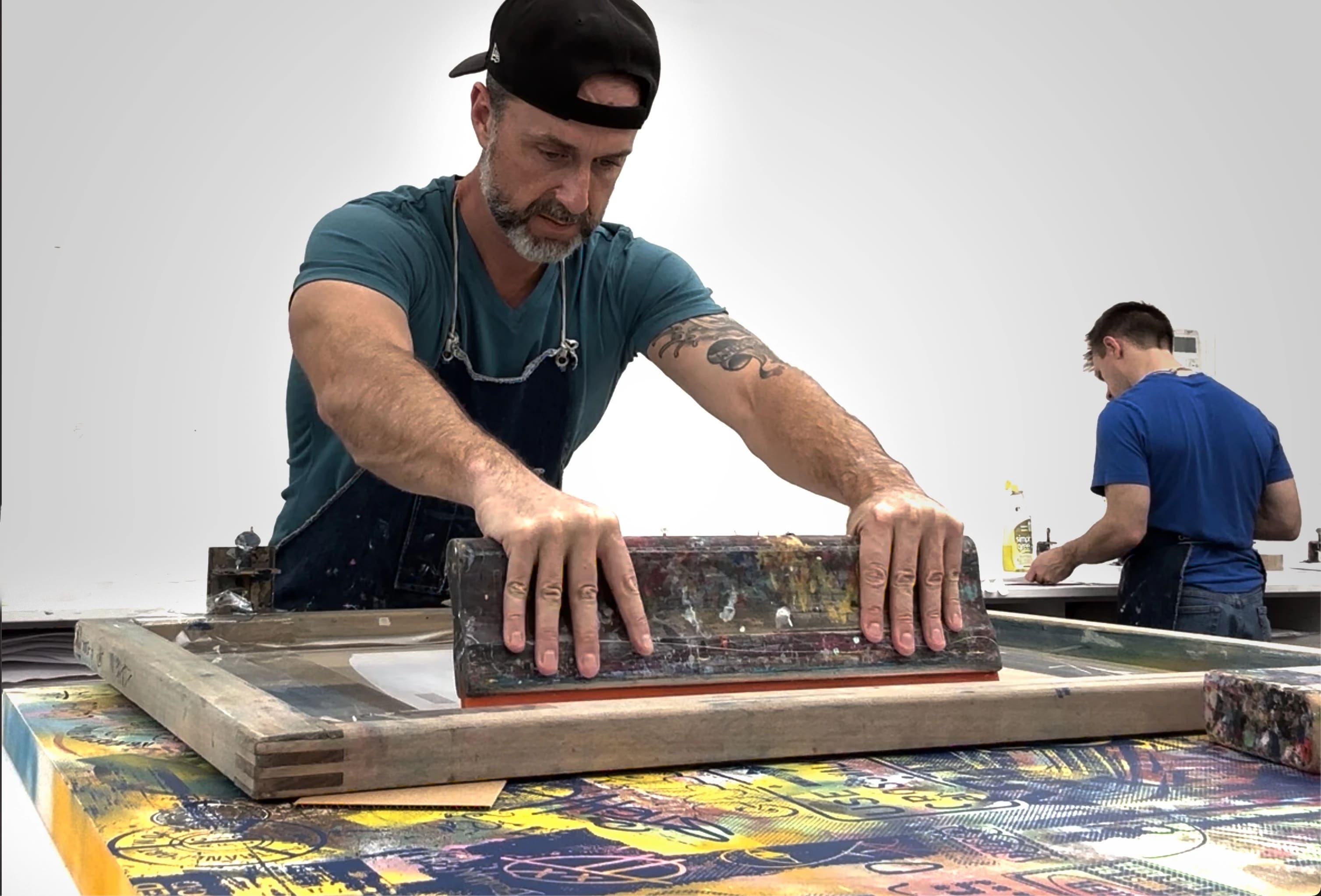 Behind the scenes: Jake screen-printing in the studio at SVA.