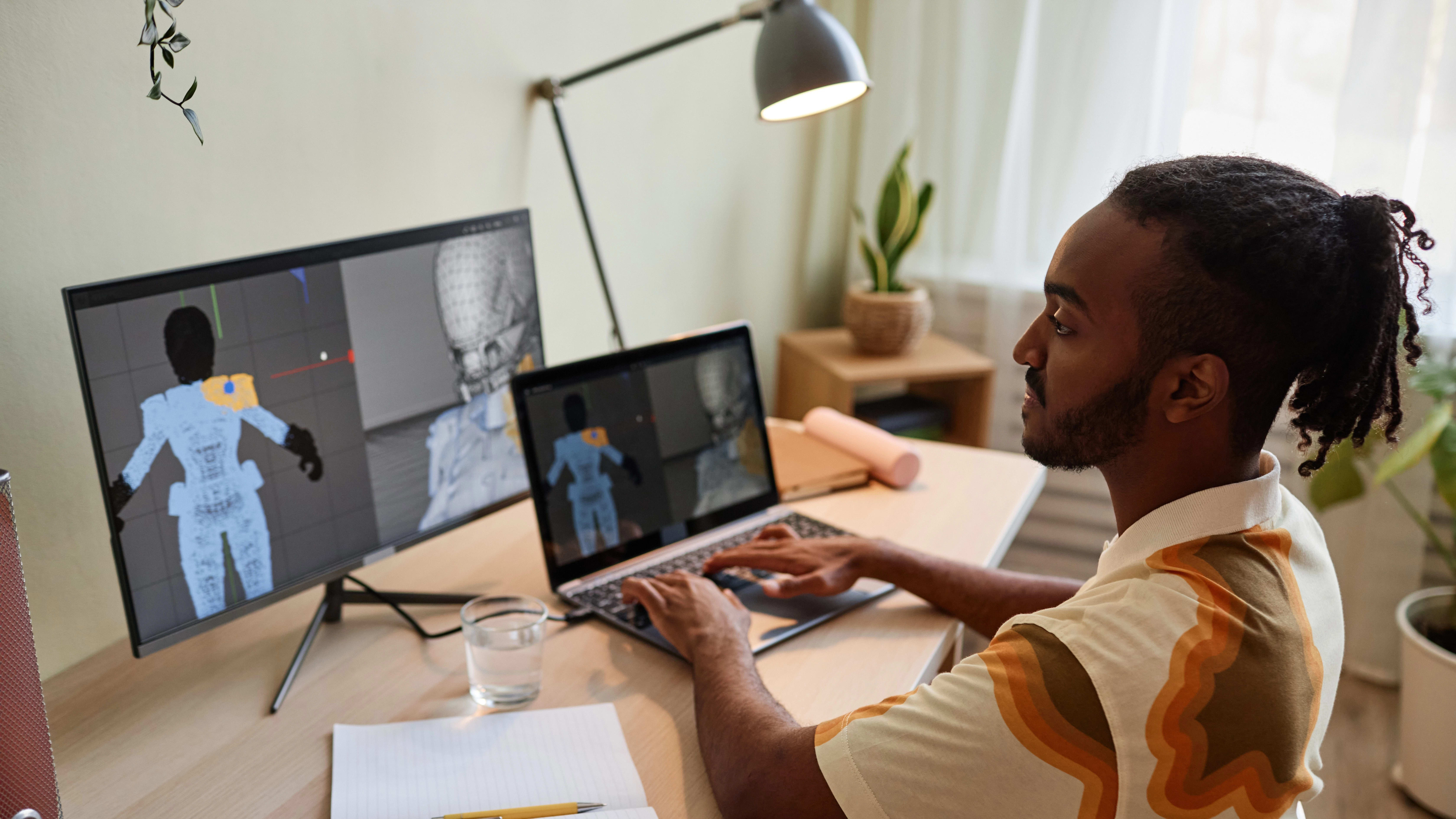 Animator working at desk